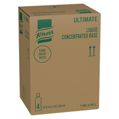 Knorr® Professional Beef Liquid Concentrated Base 32oz. 4 pack - Deliver simple, clean food with ease. Knorr® Bases are reinvented by our chefs with your kitchen and your customers in mind.